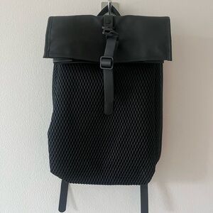 Rains Black Mesh Roll top Backpack